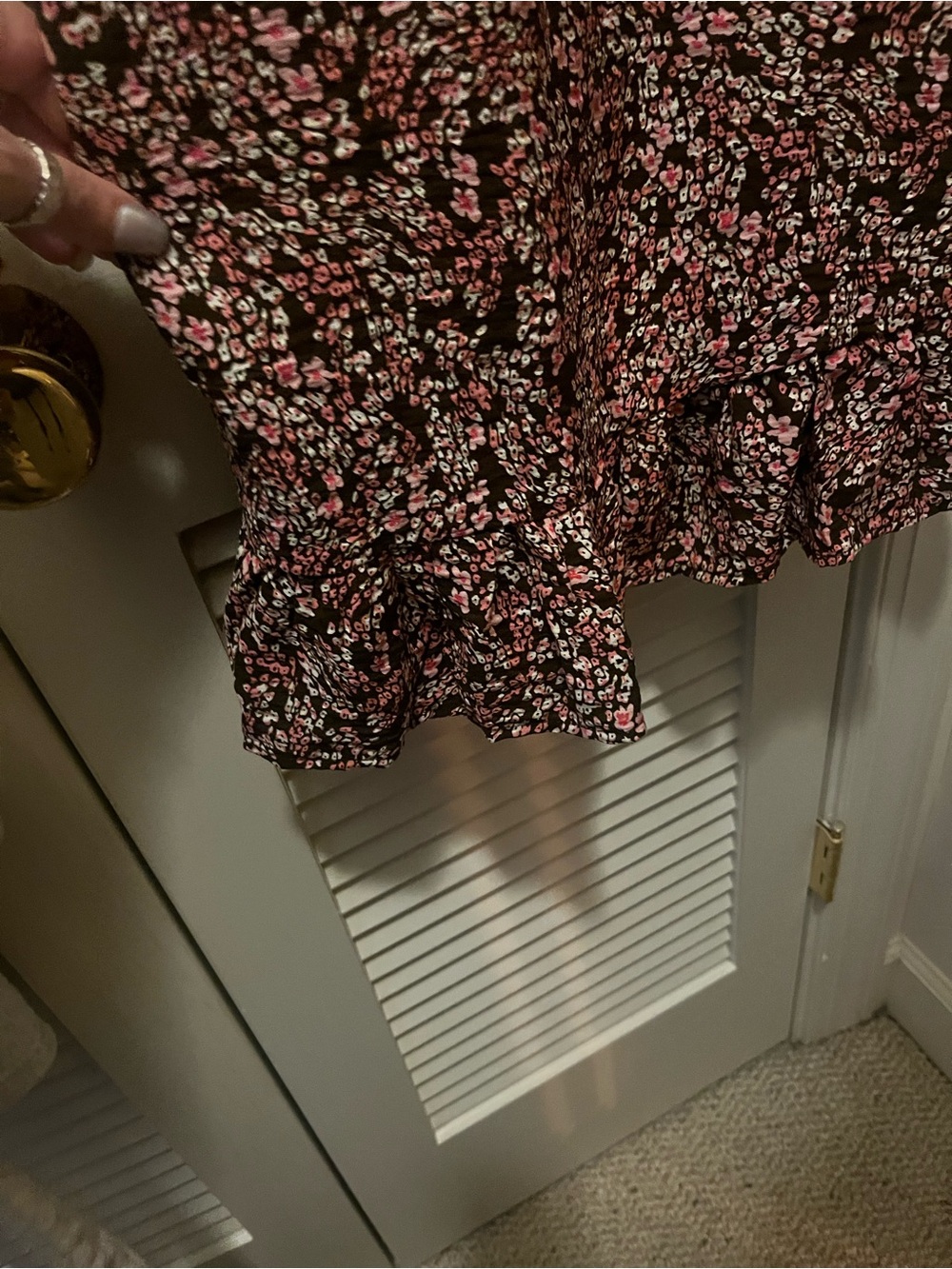 No Boundaries Brown Slip Dress with Pink and White Floral Print - Picture 7 of 9